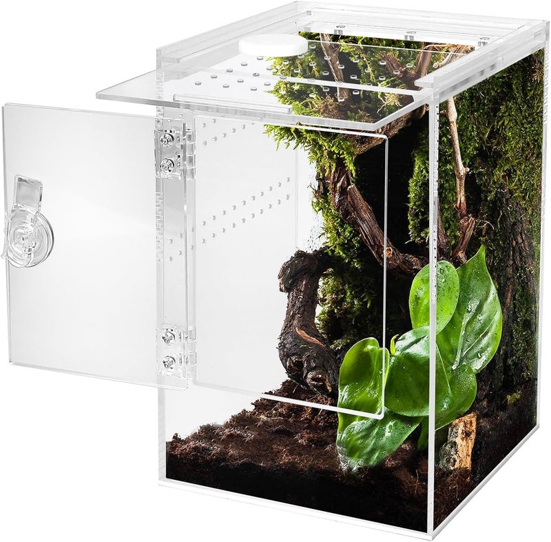 smartang Front Opening Terrarium Jumping Spider Enclosure,Tall Arboreal Tarantula Enclosure Terrarium with Cross Ventilation,Waterproof Acrylic Reptile Enclosure - Image 1